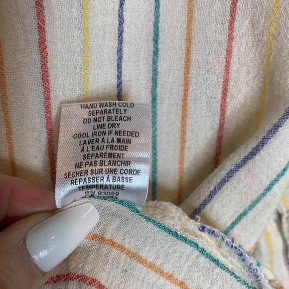 DREW rainbow stripe ruffle sleeve top 100% cotton kidcore rainbowcore - Picture 9 of 11